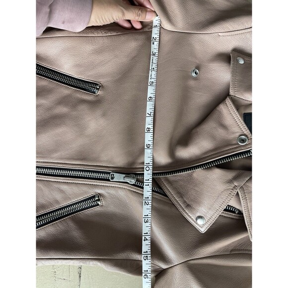 AllSaints Dalby Lamb Leather Biker Jacket Size US 4 UK8 $529 Moonlight Pink Rare - Picture 10 of 14